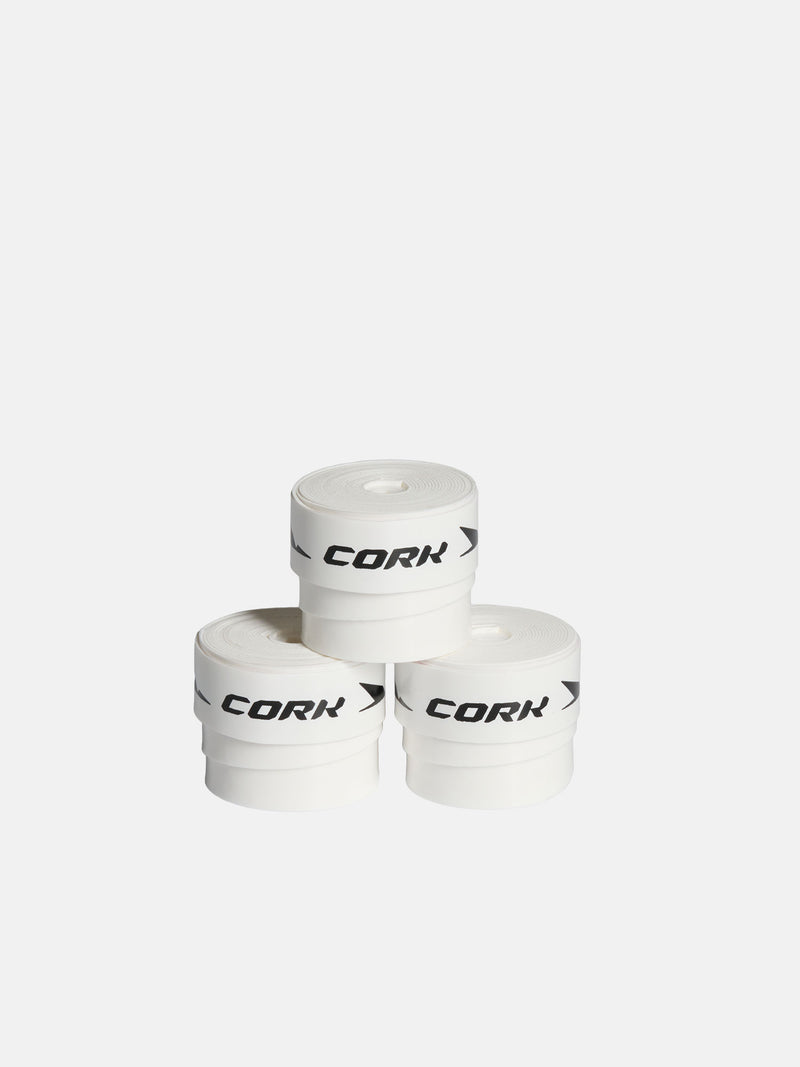 CORK PADEL OVERGRIP 3 PAK - HVID