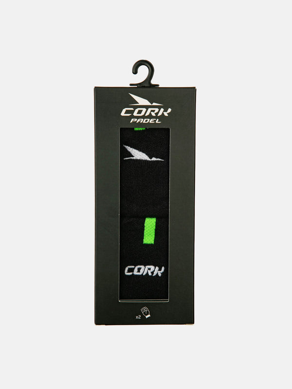CORK PADEL HÅNDLEDS SVEDBÅND 8 CM - SORT/GRØN - 2 PAK
