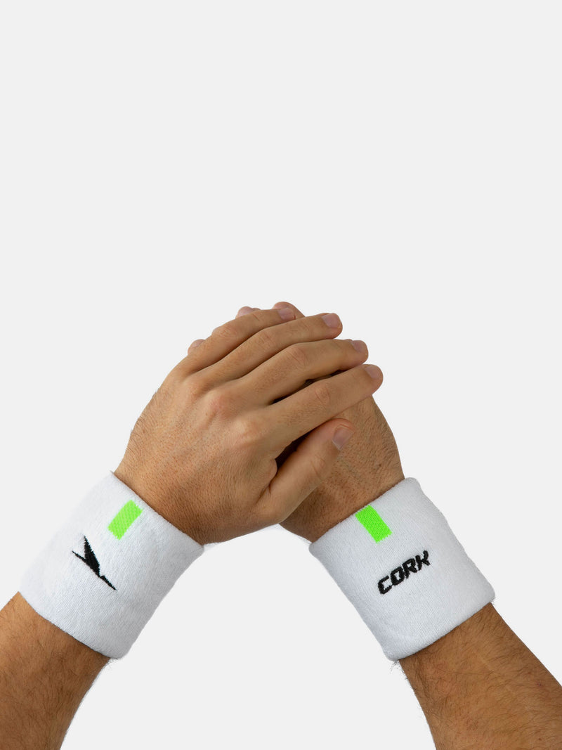 CORK PADEL HANDLEDSVETTSBAND 8 CM - VIT/GRÖN - 2 PACK