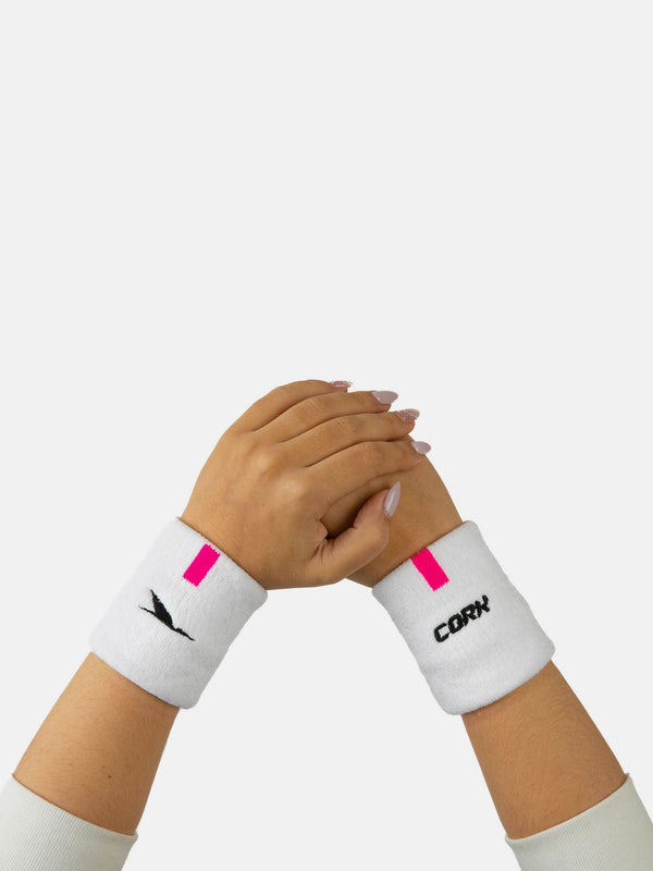 CORK PADEL HANDLEDSSVETTBAND 8 CM - VIT/ROSA - 2 PACK