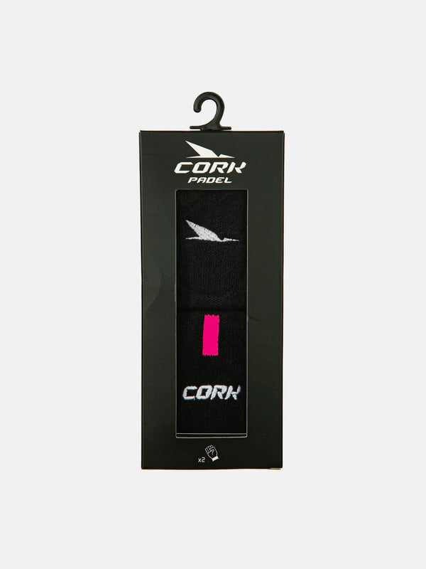 CORK PADEL HÅNDLEDS SVEDBÅND 8 CM - SORT/PINK - 2 PAK